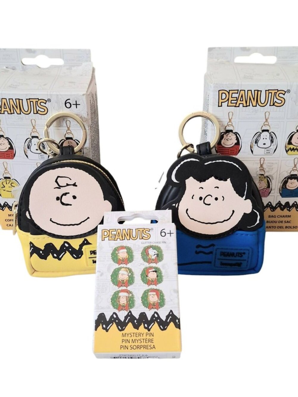 Loungefly Peanuts Gang Mystery Mini Backpack Bag Charm Charlie Brown Lucy & Pin
